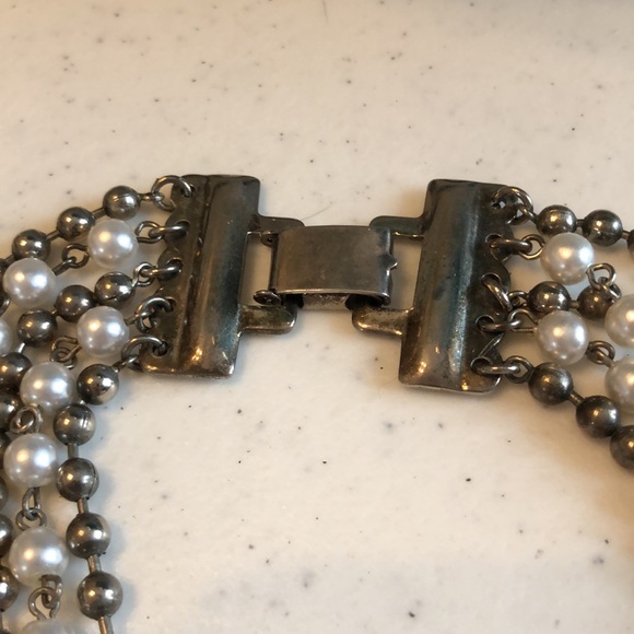 Multiple Strings of Faux Pearl and Metal Beads Necklace - Picture 2 of 3